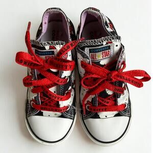 Converse Hello Kitty All Star Kids Size 10 Black Red Lace Sneakers w/ Box